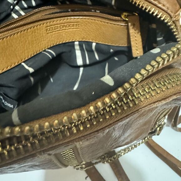 Anthropologie Kelsi Dagger Brown Crossbody Purse chain strap - Picture 7 of 9